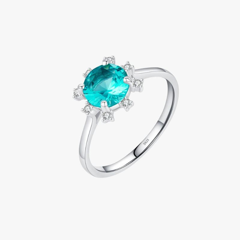 Bague émeraude argent 925 bleu