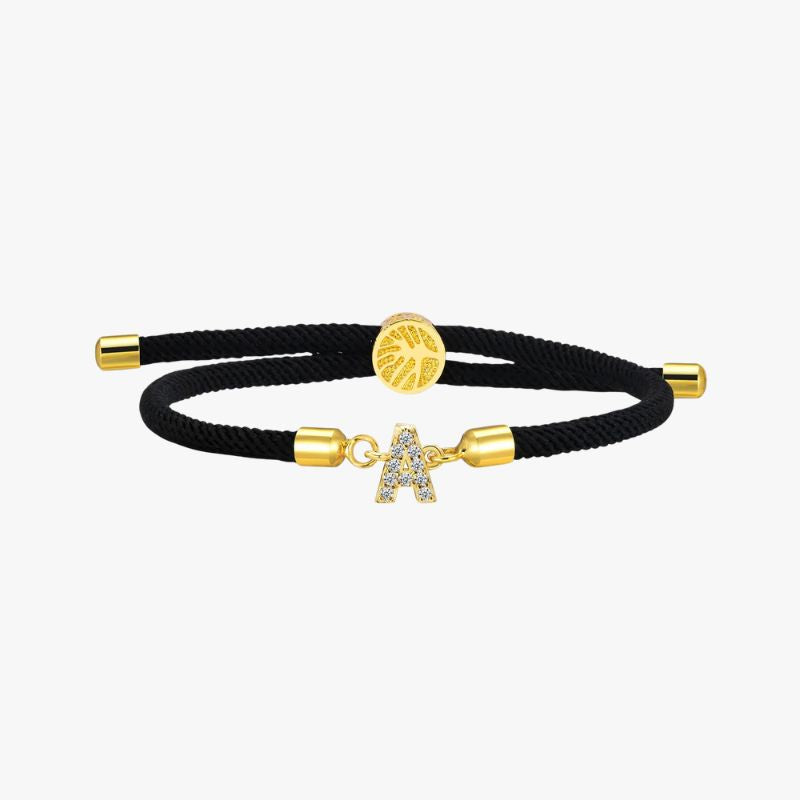 Bracelet arbre de vie prenom avec diamant et cordon noir