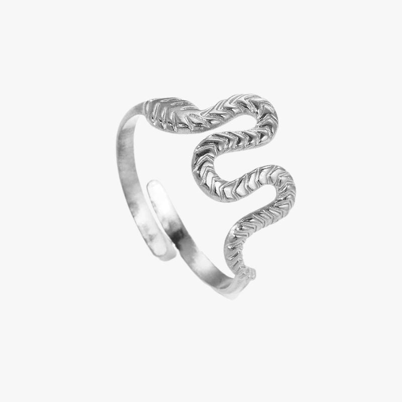 Bague serpent argenté acier inoxydable