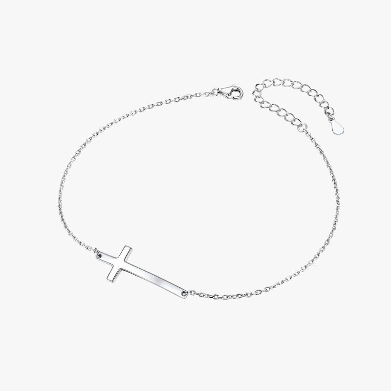 Chaine de cheville argent croix