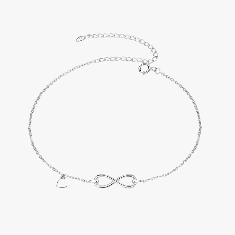 Chaine de cheville infini argent et coeur