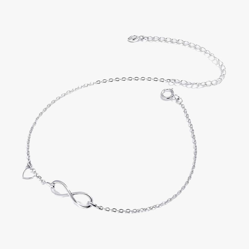 Chaine de cheville infini argent et coeur