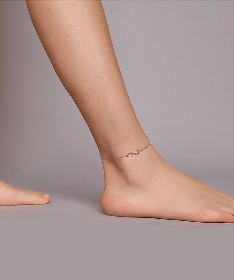 Chaine de cheville infini argent et coeur