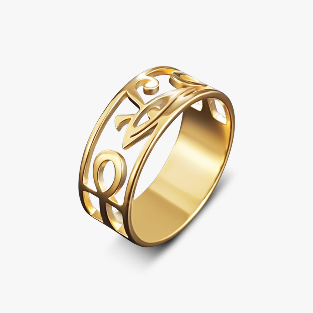 Bague croix de vie dorée