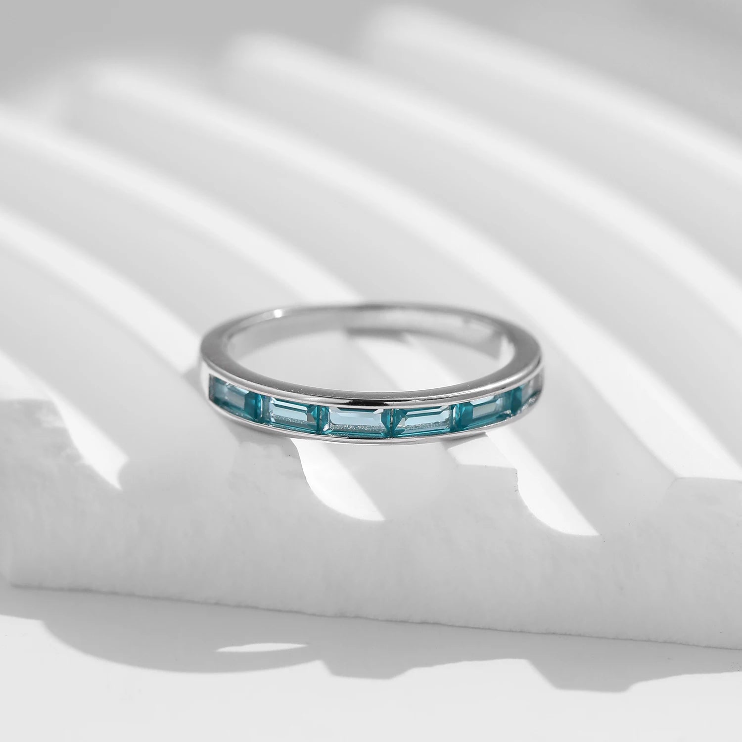 Bague émeraude argent 925 bleu