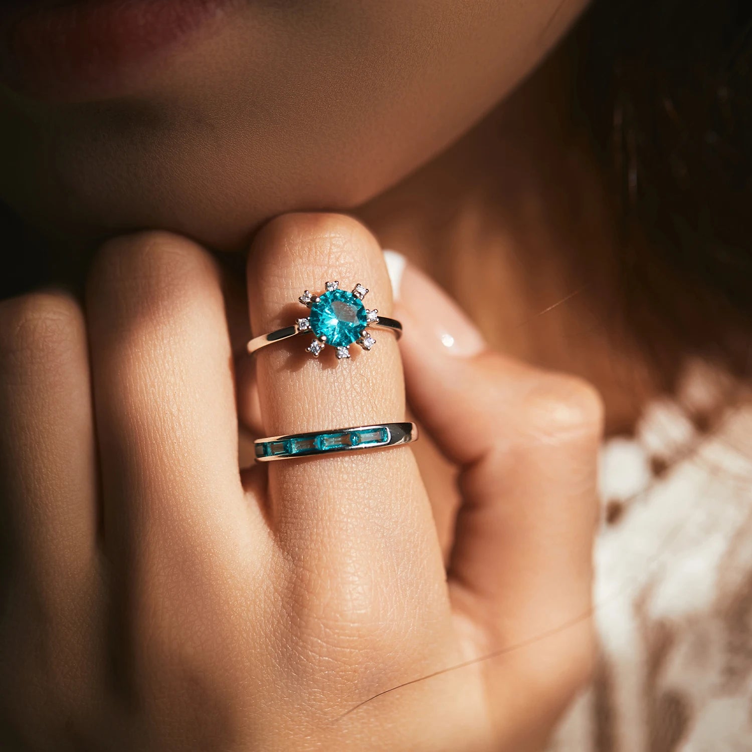 Bague émeraude argent 925 bleu