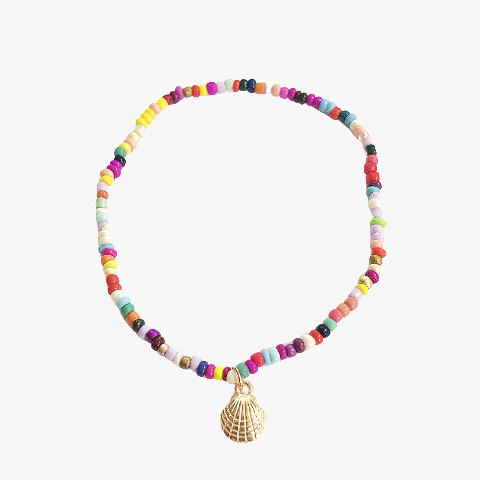 Chaine de cheville colorée avec coquillage